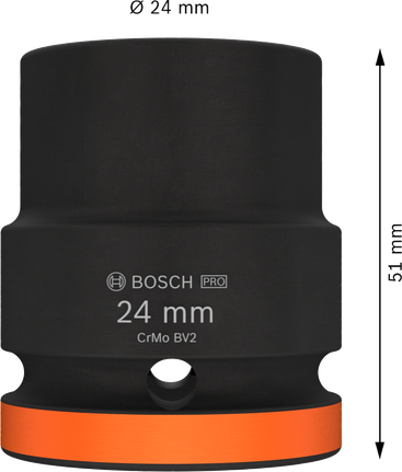 Vaso de impacto Bosch PRO de 24 mm con anillo naranja.